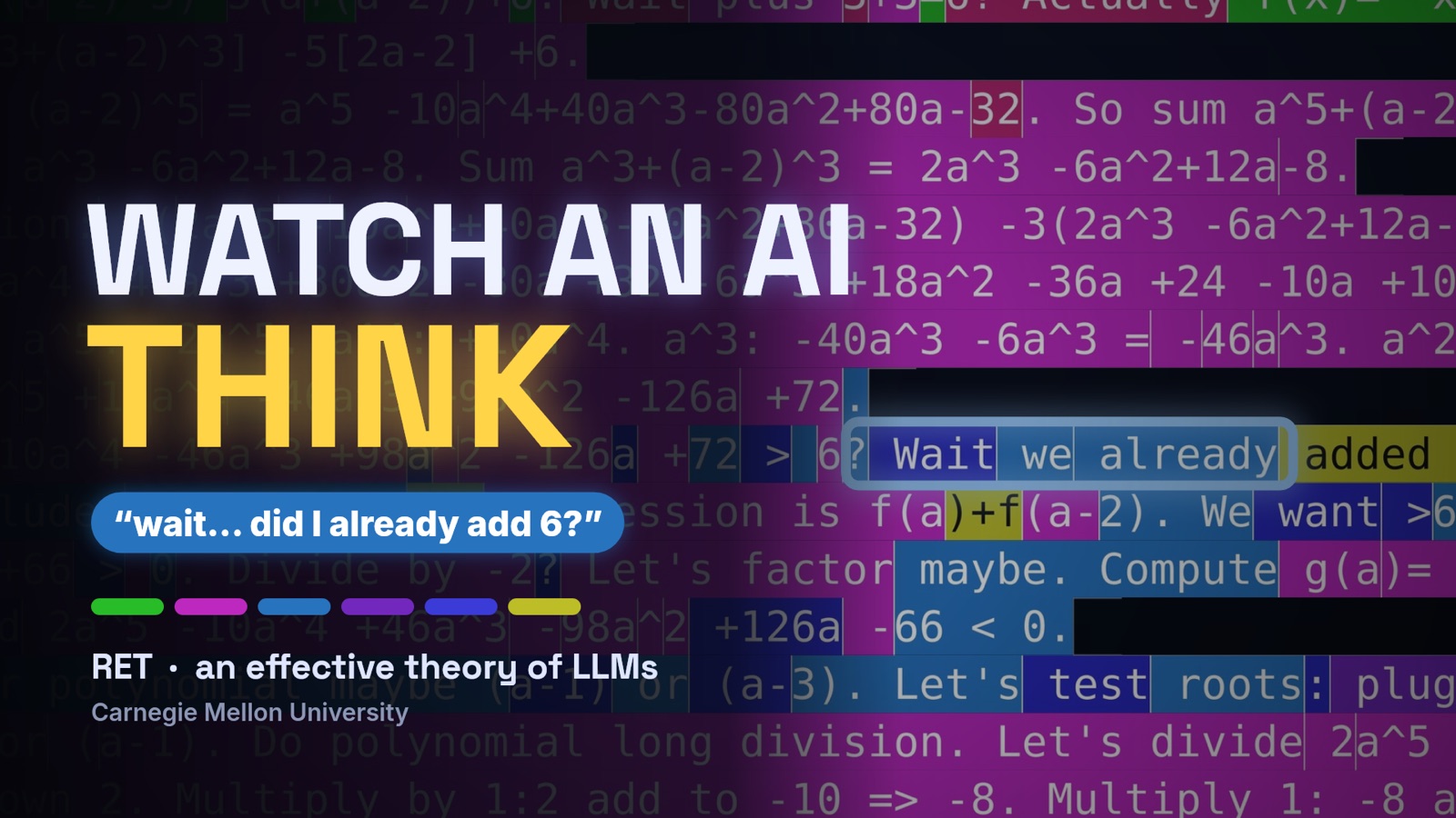 Watch an AI think: RET, an effective theory of LLMs